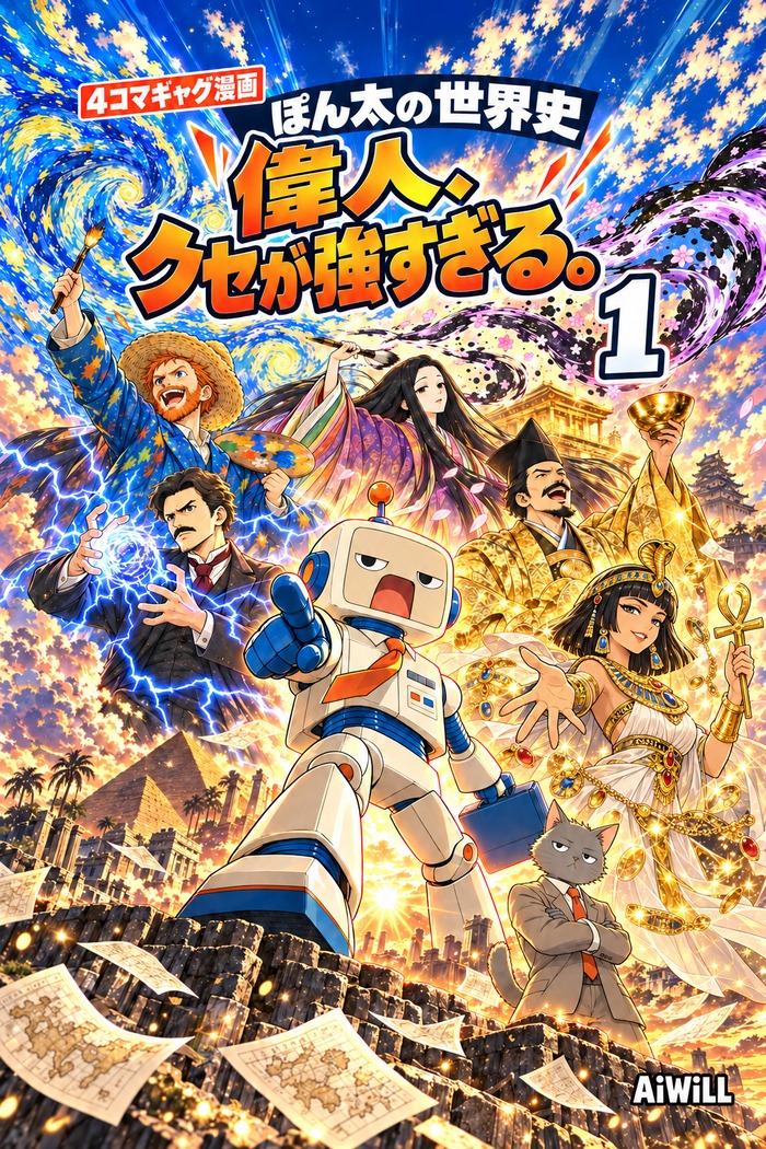 漫画『ぽん太の世界史　偉人、クセが強すぎる。』の表紙